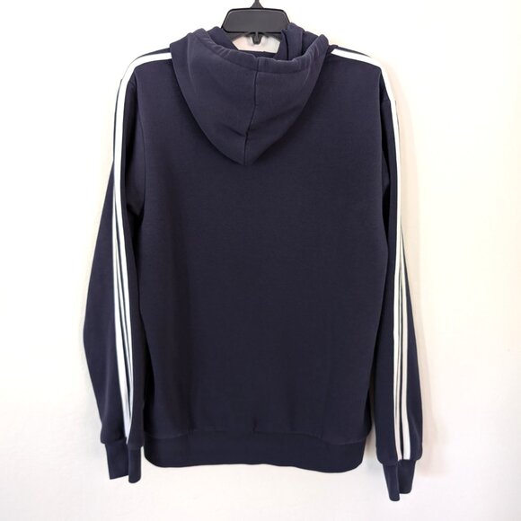 ADIDAS Sweatshirt Men's M Blue Three Striped Spellout Hooded Kangaroo Pocket - Picture 4 of 10